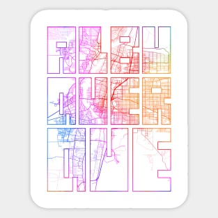 Albuquerque, USA City Map Typography - Colorful Sticker